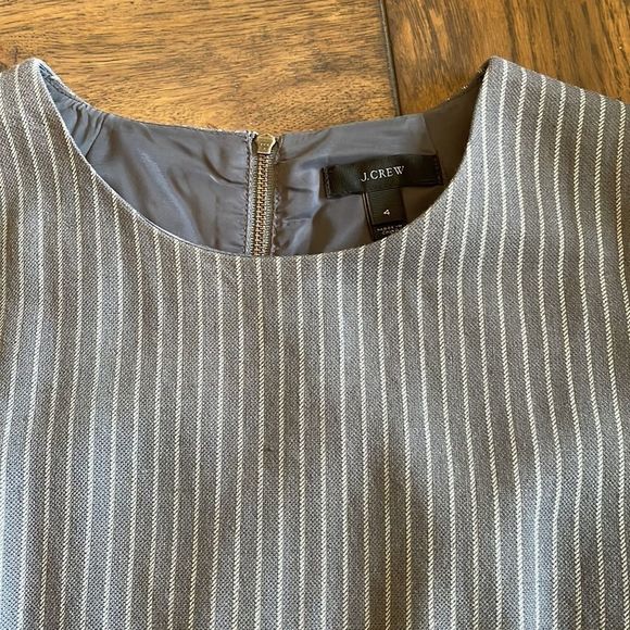 J.Crew Womens Drop Waist Pinstripe Gray Work Wool Dress and Jacket sz 4 - Picture 7 of 16